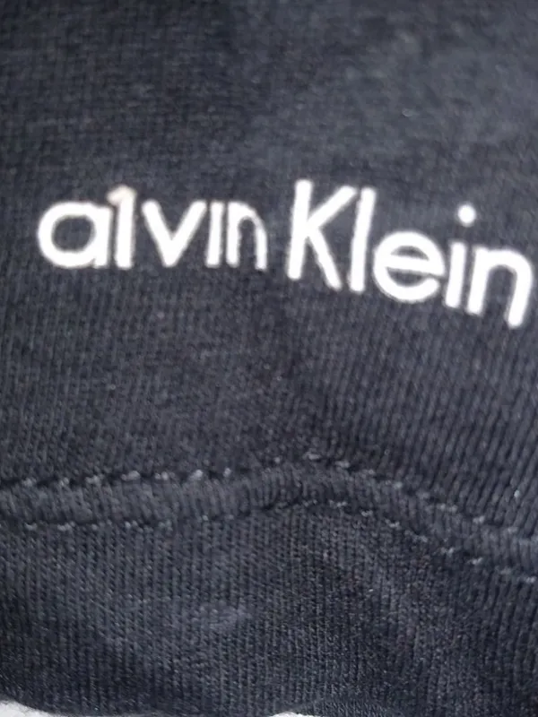 Calvin Klein L V-Neck Short Sleeve T-Shirt Top in Black - Image 3