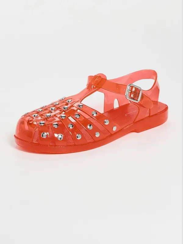 INTENTIONALLY BLANK Ellery Stud Jelly Sandals (Sz 9) Cherry Red NWT - Image 7