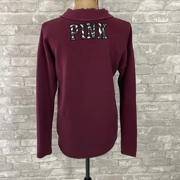 PINK - Victoria's Secret Burgundy Half Zip - Image 2
