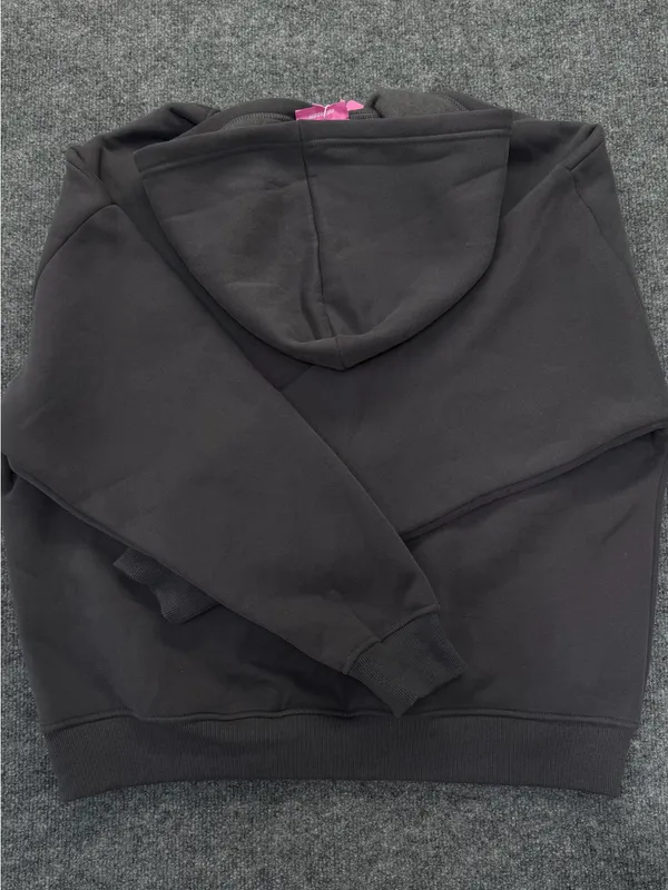 Edikted Oversized Charcoal Gray Hoodie with Silver Disco Graphic - Image 5