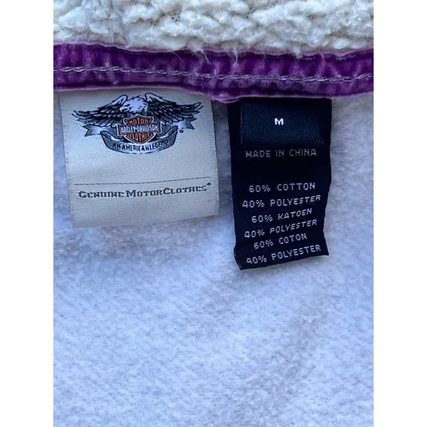 Women's M Harley Davidson Embroidered Zip Front Sherpa Lined Hoodie - Image 6