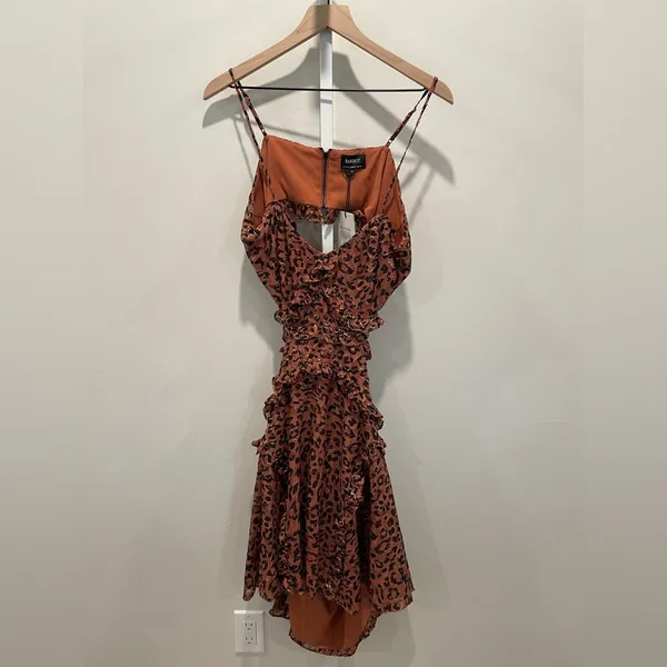 Bardot Leopard‎ Frill Cut Out Mini Dress Size 12/XL - Image 2