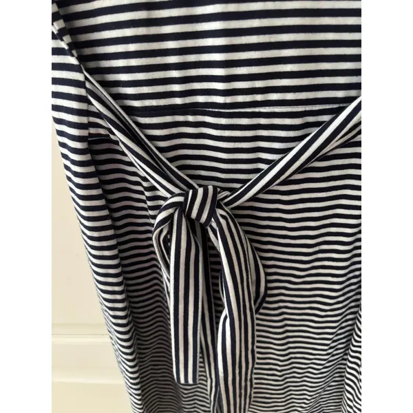 Merokeety Womens Striped Tie Waist Short Sleeve T-Shirt Dress Navy White Medium - Image 4