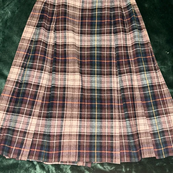 Vintage Classic Of Boston Women’s Brown Plaid Kilt Wrap Midi Skirt Sz 11 - Image 7