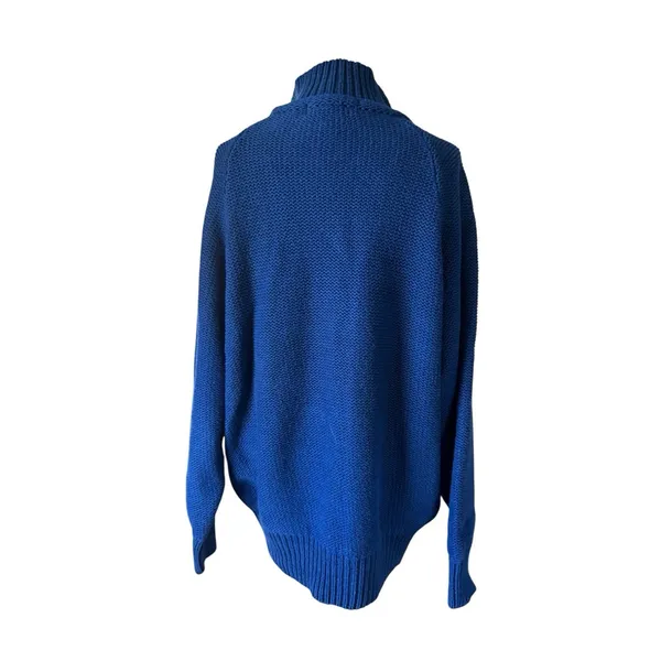 Vintage GAP Royal Blue Shaker Knit Sweater Button Neck Women’s size Medium 80s - Image 5