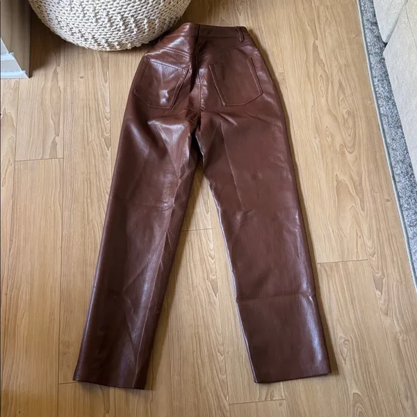 Wilfred Chestnut Faux Leather Pants - Image 3