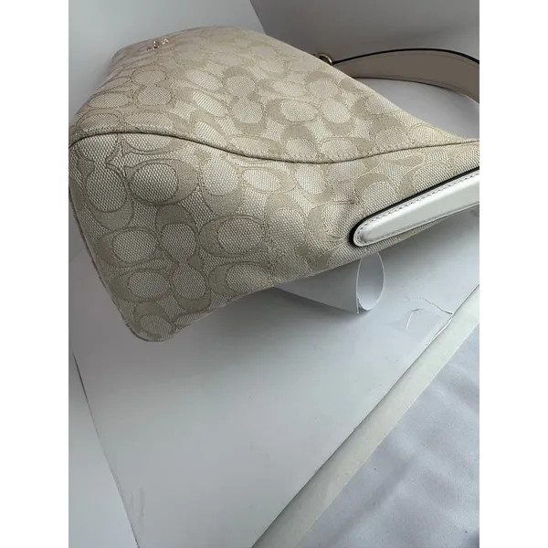 Coach Celeste Signature Jacquard Hobo Bag Light Khaki White Like New - Image 11