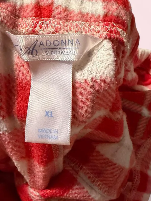 Adonna Red and Cream Plaid Two-Piece Pajama Set - Image 2