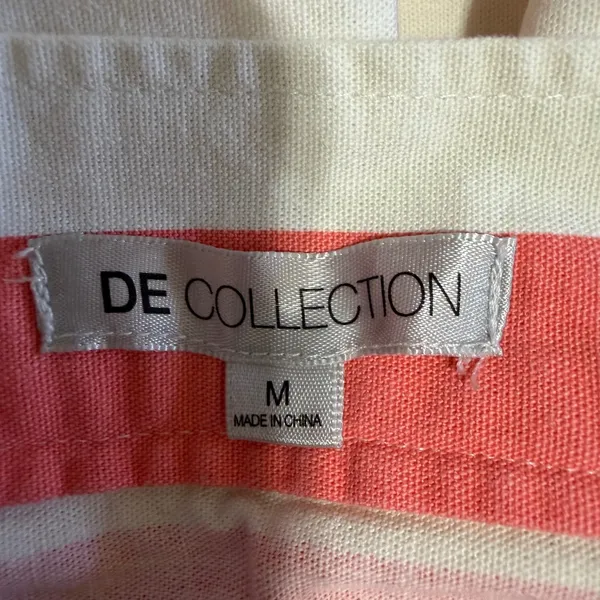 100% Cotton Womens Midi Skirt Size M Pink White Striped Pleated‎ Mod Nautical - Image 4