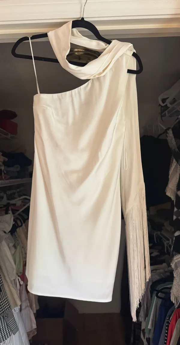 Abercrombie Scarf Slip Mini Dress White XS - Image 2