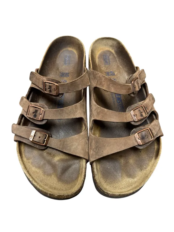 Birkenstock Florida Leather Footbed Buckle Sandals Comfort Dark Brown EU 40 US 9 - Image 2