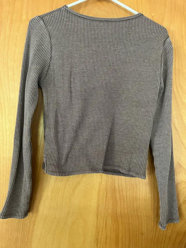 Full length brown long sleeve Top Size M - Image 5