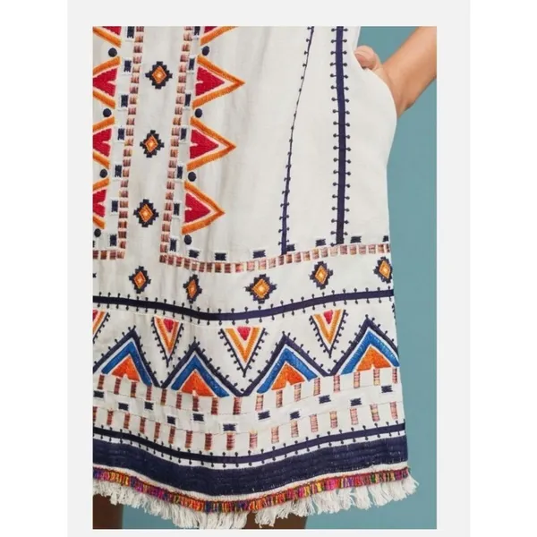 Anthropologie Akemi + Kin Reagan Mini Sleeveless Dress Embroidered Linen Size 2P - Image 16