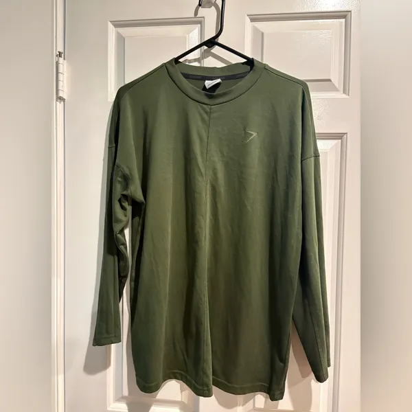 GymShark POWER LONG SLEEVE T-SHIRT women’s oversized olive green M - Image 4