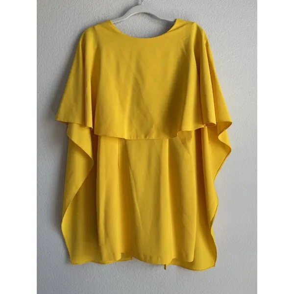 ZARA Women's Open Back Yellow Ruffle Cape‎ Mini Dress Size Small Modest - Image 5