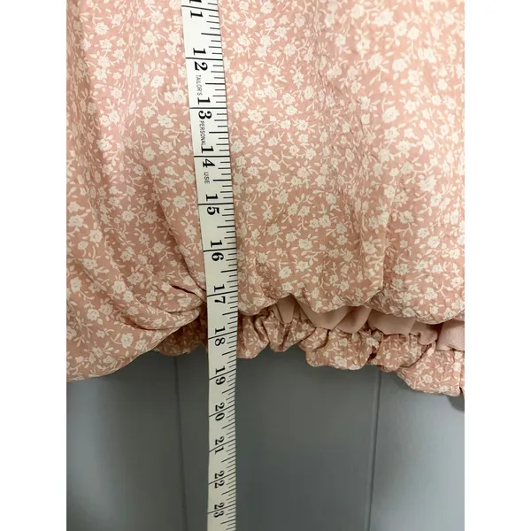 English Factory Pink Floral Cotton Candy Cropped Puffy Feminine Blouse S - Image 4