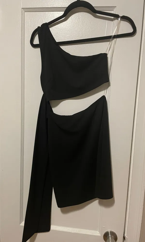 One Shoulder Cut Out Dress Black - Image 2