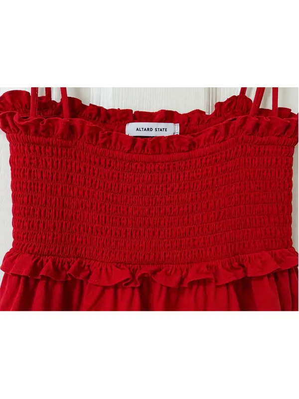 Altar’d‎ State Red Smocked Ruffle Peplum Tie Strap Tank Top Women’s Size S - Image 10