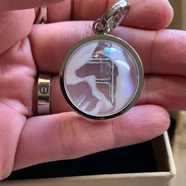 Authentic BURBERRY Silver "F" crystal ball Keychain/charm/pendant - Image 4