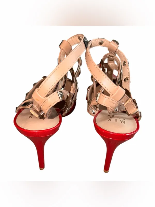 NEW MIX No 6 Black Patent Nude Gold Studded Strappy Heels Stud - Image 9
