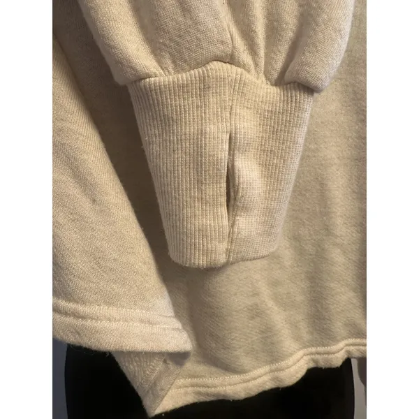 Offline By Aerie Sweatshirt Ruched Front Long Sleeve Vneck Thumbholes Beige XL - Image 4