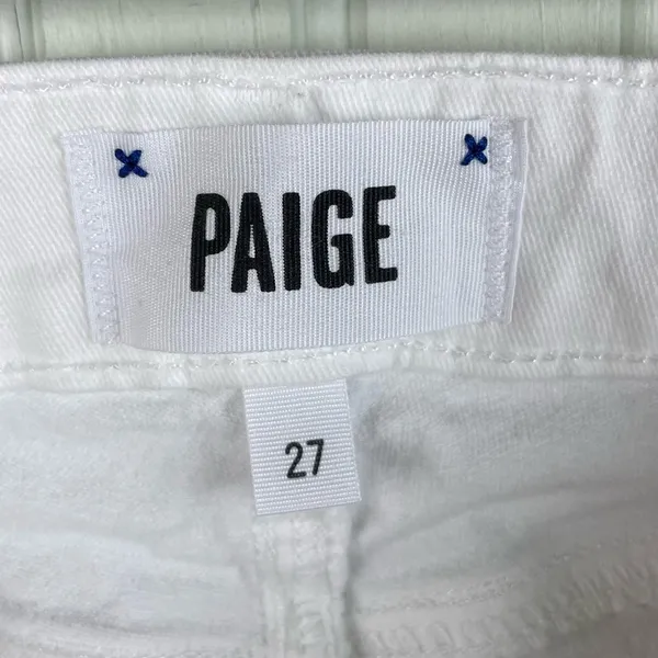 Paige Denim Kylie Cropped Skinny Jeans in Optic White Cotton Women's Size 27 - Image 6