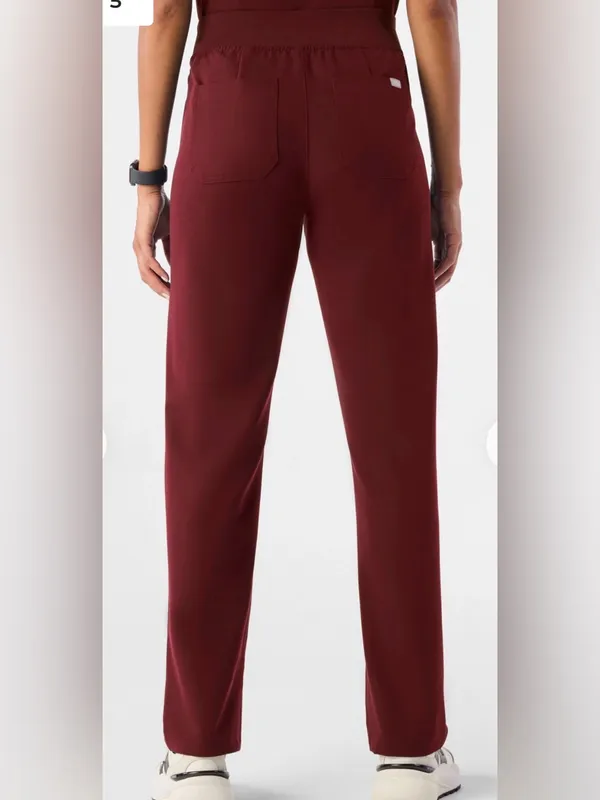 Figs Livingston burgundy maroon high-waisted straight leg scrub pants XXL reg - Image 6