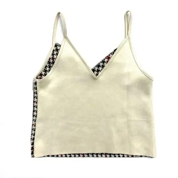 Zara Basic Houndstooth Crop‎ Cami | Size S - Image 2