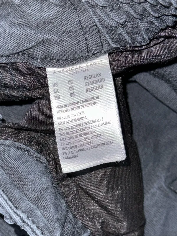American Eagle Women's Cargo Pants Washed Black Size 00 Regular Stretch Utility - Image 7