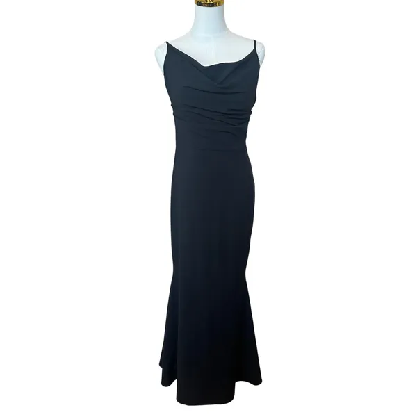 Dress The Population Black Gown MEDIUM Maxi Cowl Mermaid Formal Designer $200 - Image 7