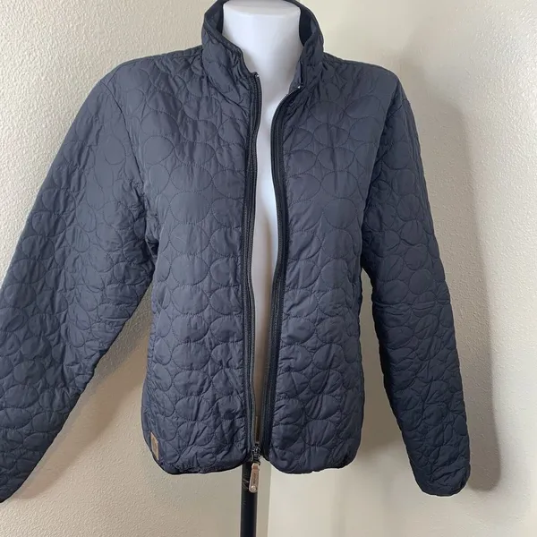 Descente Womens Sz 12 Black Light Puffer Insulated Full Zip Jacket Coat Boxy - Image 3