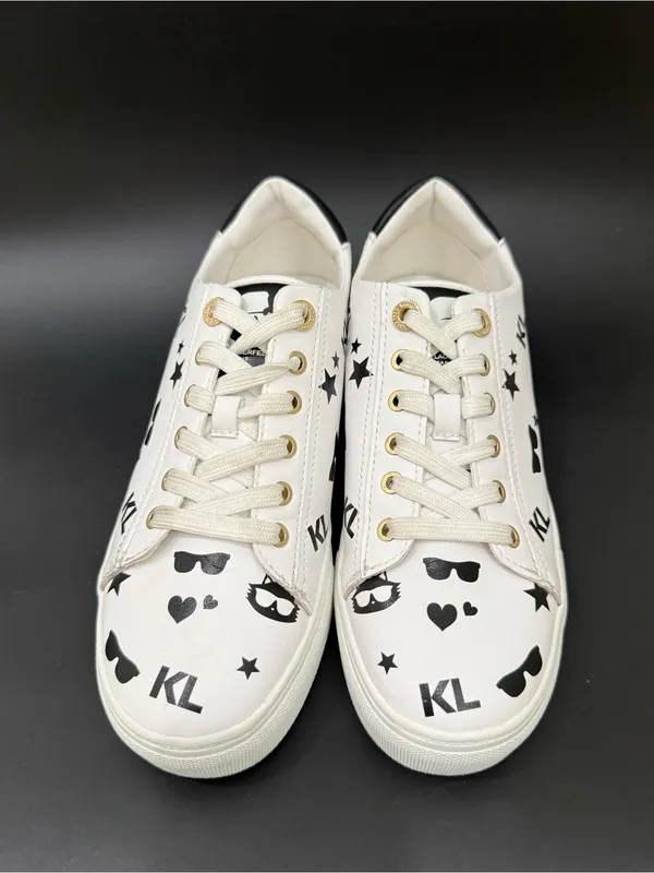 KARL LAGERFELD Cate Choupette Print Black White Women’s Sneakers Size 7M US 37.5 - Image 2