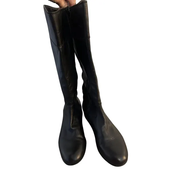 ARTURO CHIANG Black Leather Riding Knee High Boots Womens 8.5 MW Side Zip - Image 4