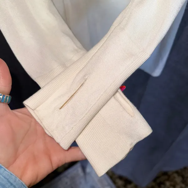 Lululemon Cashlux‎ Still At Ease Cream Open Tulip Back Long Sleeve Knit Sweater - Image 6