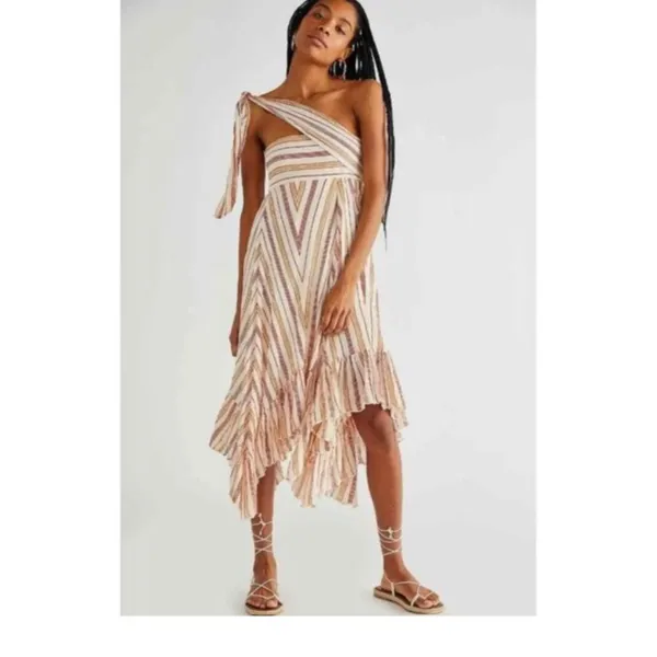 Free People Giselle Skirt/dress Ivory stripe Size Small - Image 4
