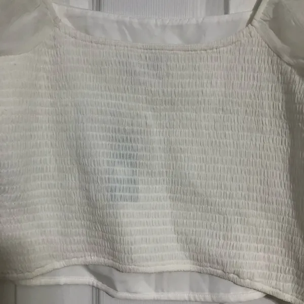 Hollister white ruched crop top long sleeve sheer sleeves‎ NWT women size XL - Image 9