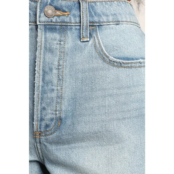 Cello Rip Tide Light Wash High Rise Frayed Hem Denim Shortie Shorts NEW - Image 3