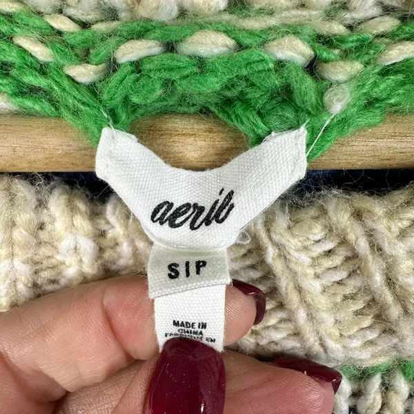 Aerie Womens size Small Intarsia Chunky Knit Wool Blend Oversized Sweater - Image 7