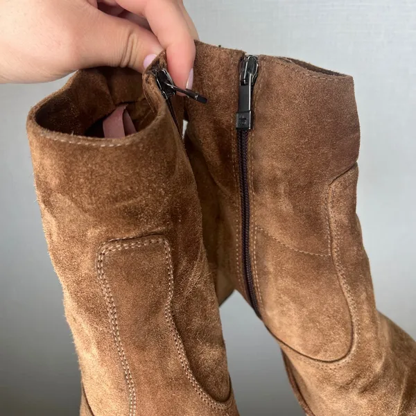 Alberto Fermani Brown Suede Ankle Boots Made in Italy Size 39 Block Heel Bootie - Image 7