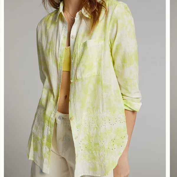 Anthropologie Pilcro The Cate‎ Classic Buttondown Collar Long Sleeve Shirt M - Image 5