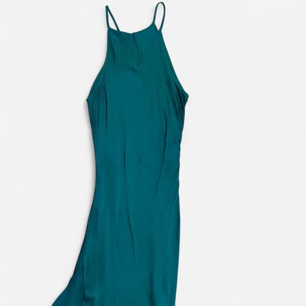 Lulus Halter Midi Dress Side Ruching Peek Skin Cutout - Image 2