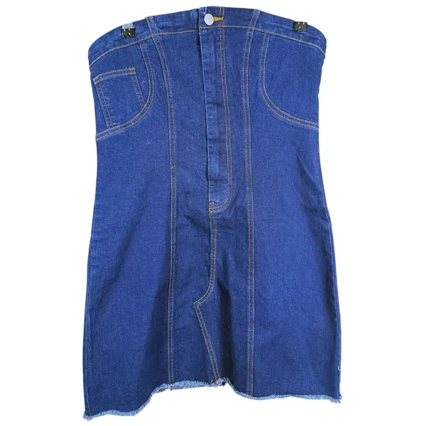 Superdown Womens Strapless Denim Mini Dress Size M Blue Western Cowgirl Concert - Image 2