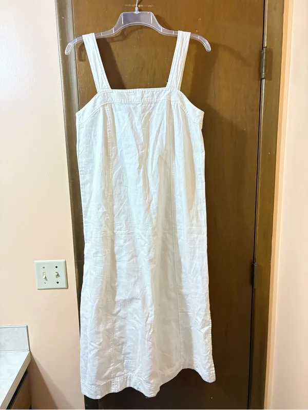 Madewell Linen Blend White Midi Dress - Image 5