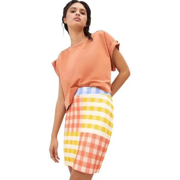 Anthropologie FARM RIO Linen Cheesecloth Plaid Gingham Checker Hi Waist Skirt - Image 2