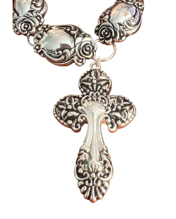 Icon Collection Silver Cross Necklace Earring Set Lead Nickel Safe New on Card - Image 2