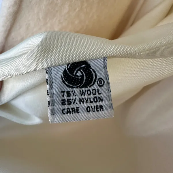Vintage Michelle Stuart Wool‎ Coat Puff Sleeve Button Front Jacket Cream Mediun - Image 10