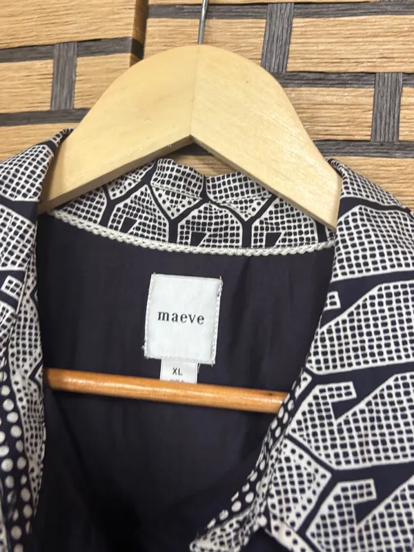 Maeve navy and beige shirt midi dress size XL - Image 7