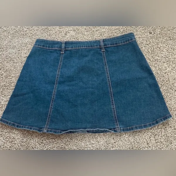 Altar’d State Denim Button-Front Mini Skirt - Blue - Image 4