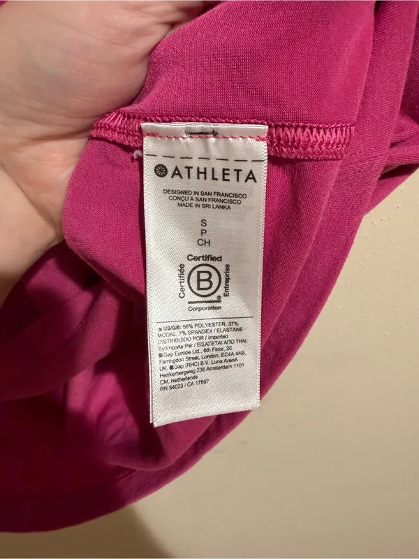 Athleta With Ease Tee Athletic Active Short Sleeve T-Shirt Hot Pink Size Small - Image 7