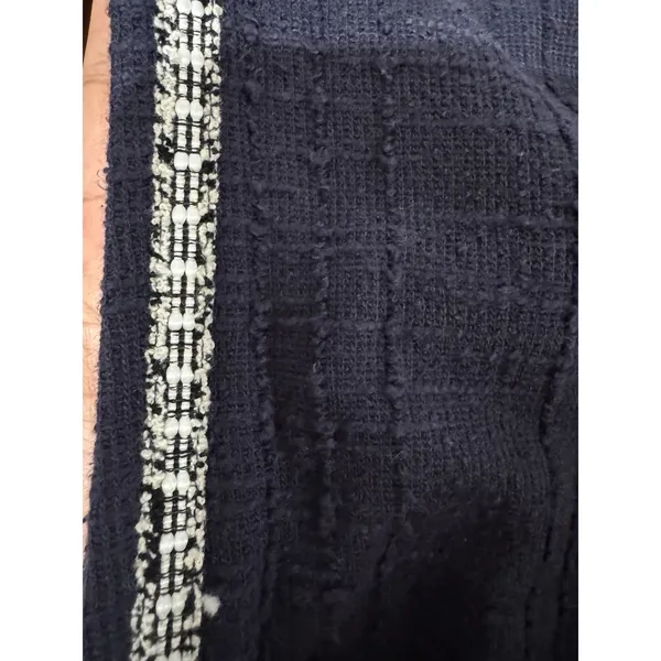 Chic Ann Taylor Loft Sweater Knit Top Womens M Navy Blue Tweed‎ With Silver Trim - Image 8